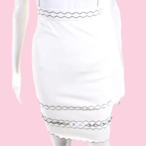 Alexander McQueen Pencil Skirt Size Small Ivory Black Embroidered Cutout